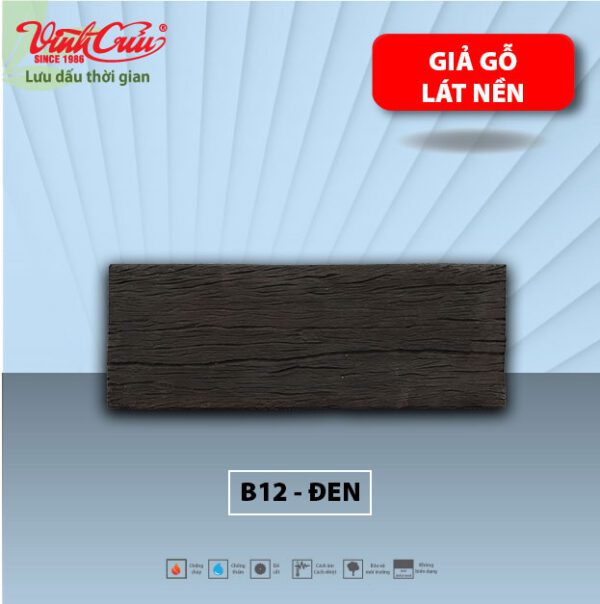 Giả gỗ lát nền Vĩnh Cửu - B12 màu đen