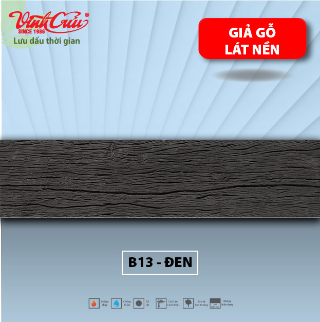 Giả gỗ lát nền Vĩnh Cửu - B13 màu đen