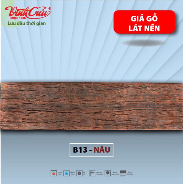 Giả gỗ lát nền Vĩnh Cửu - B13 màu nâu